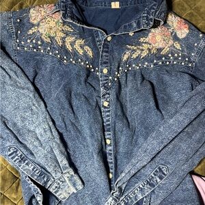 Embroidered Denim Women's Shirt